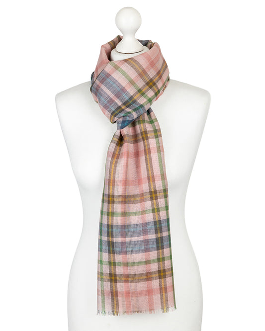 Pink Castle Tartan Merino Wool Scarf