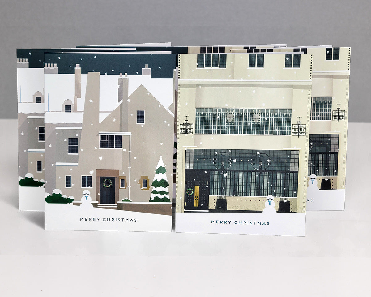 Christmas Cards Inspired by Mackintosh Architecture of the Mackintosh at the Willow building and his home the Hill House