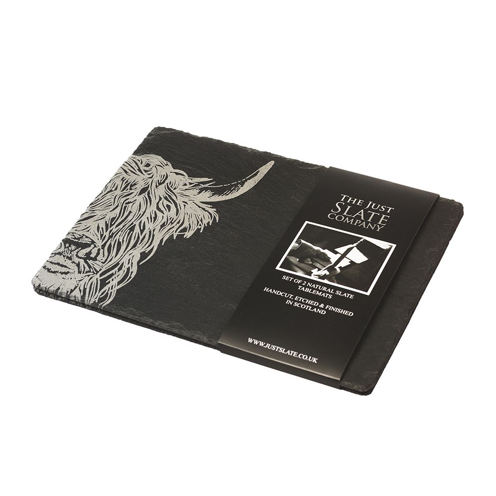 2 Slate Place Mats - Highland Cow