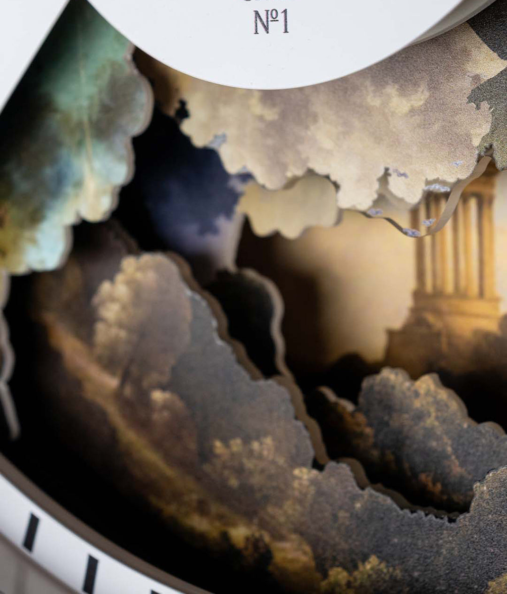 Bramwell Brown Wall clock with artistic Robert Burns design closeup