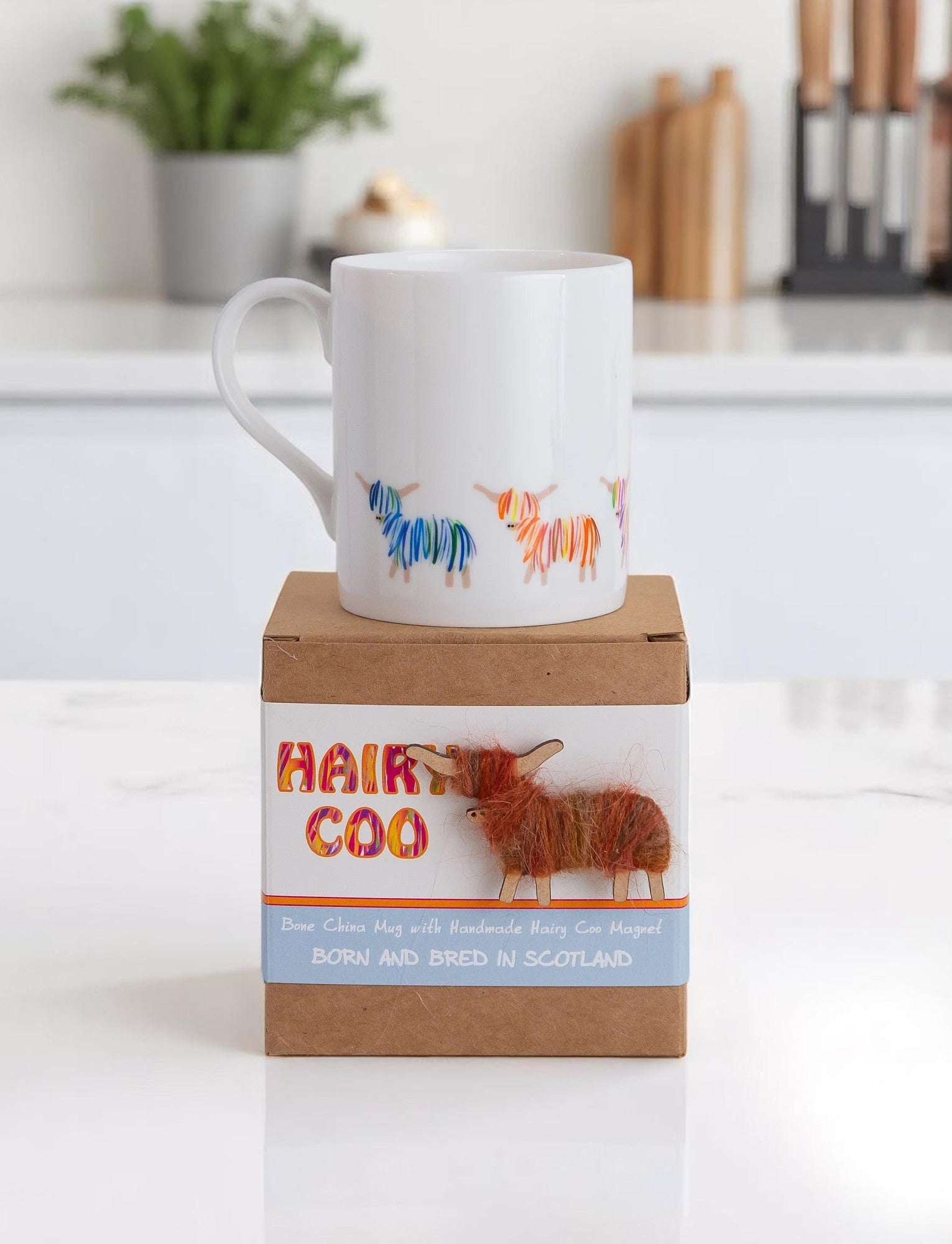Hairy Coo Highland Cow Mug with Fridge Magnet