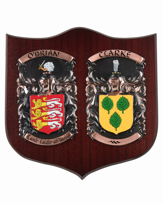 Scottish Heraldic Double Shield in Dark Wood - Large