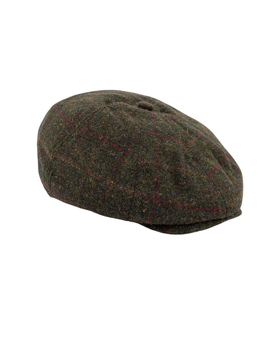 Peaky Stud Cap - Green Box Tweed