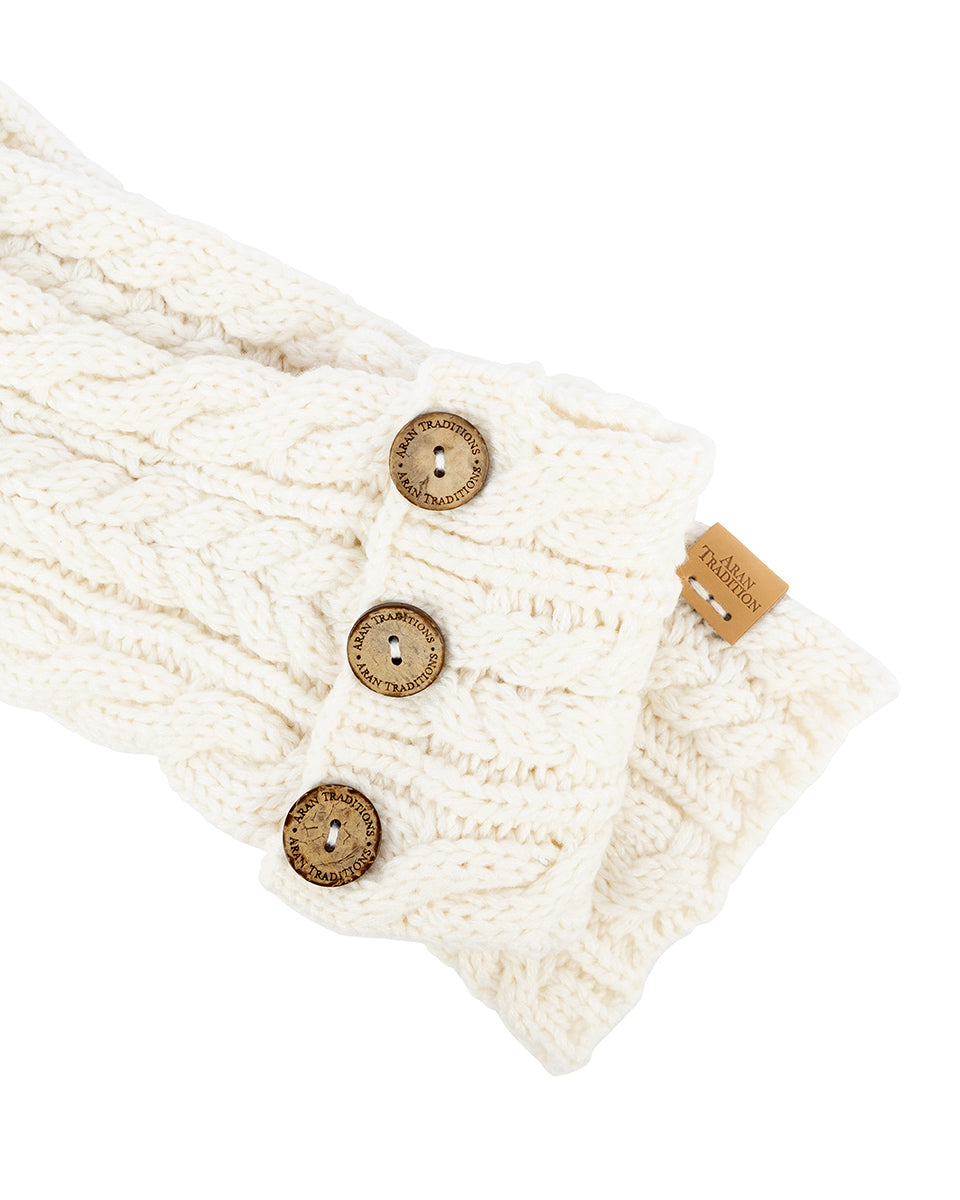 Aran Cable Button Scarf- Cream