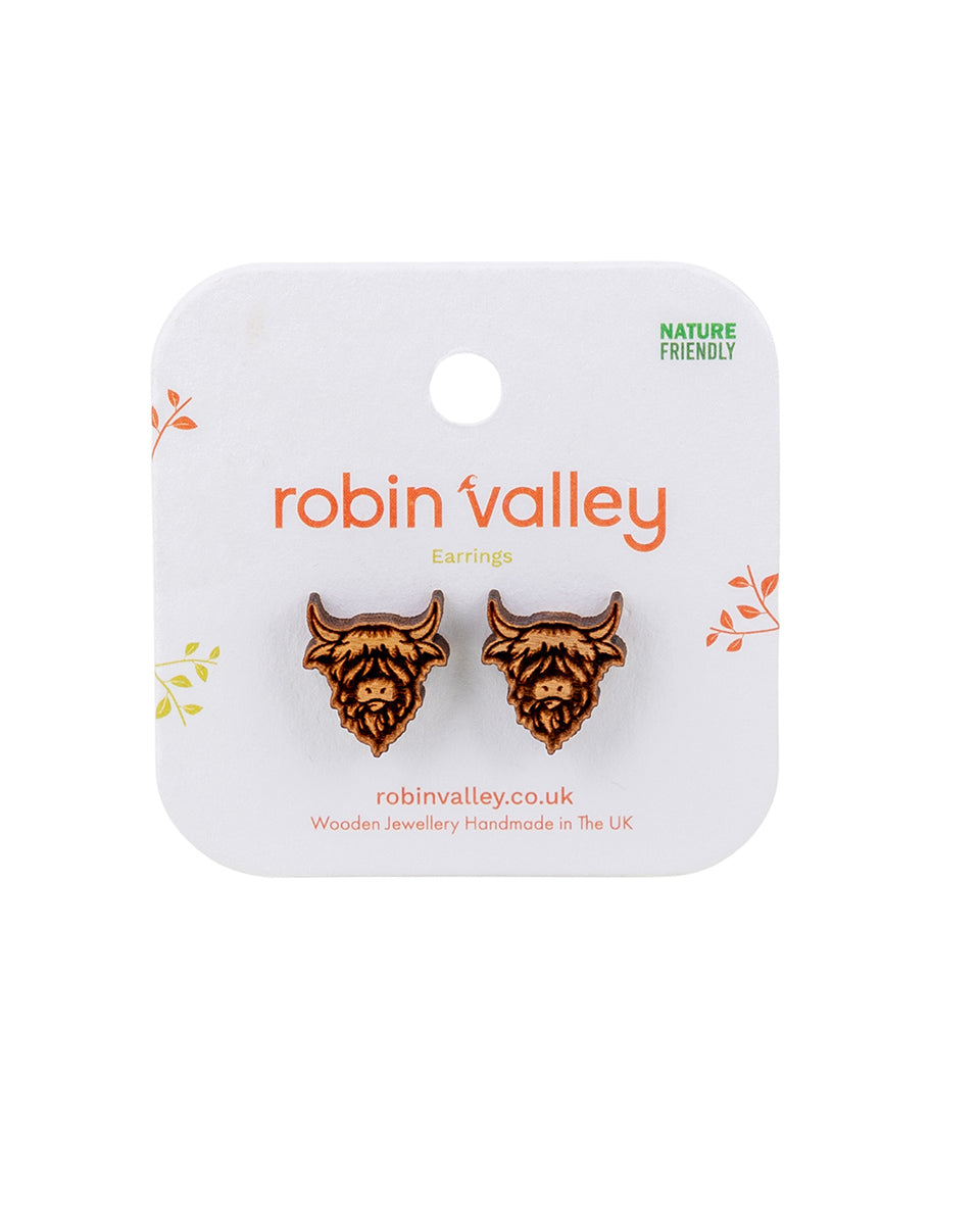 Highland Cow Wooden Earrings