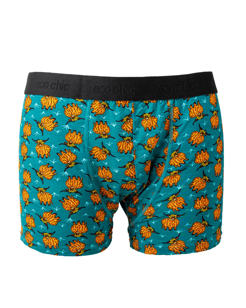 Eco-Chic Eco Friendly Men's Bamboo Boxers Highland Cow