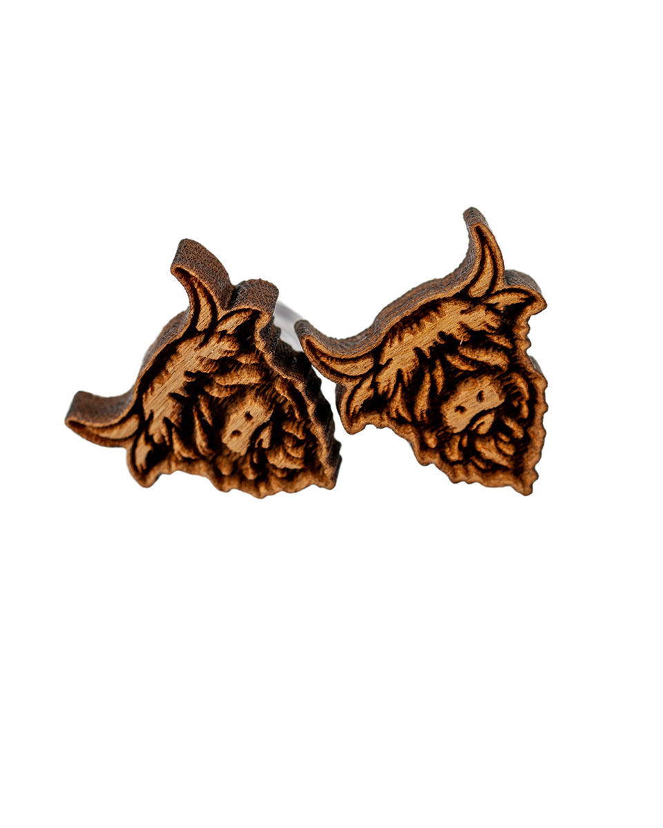 Highland Cow Wooden Earrings