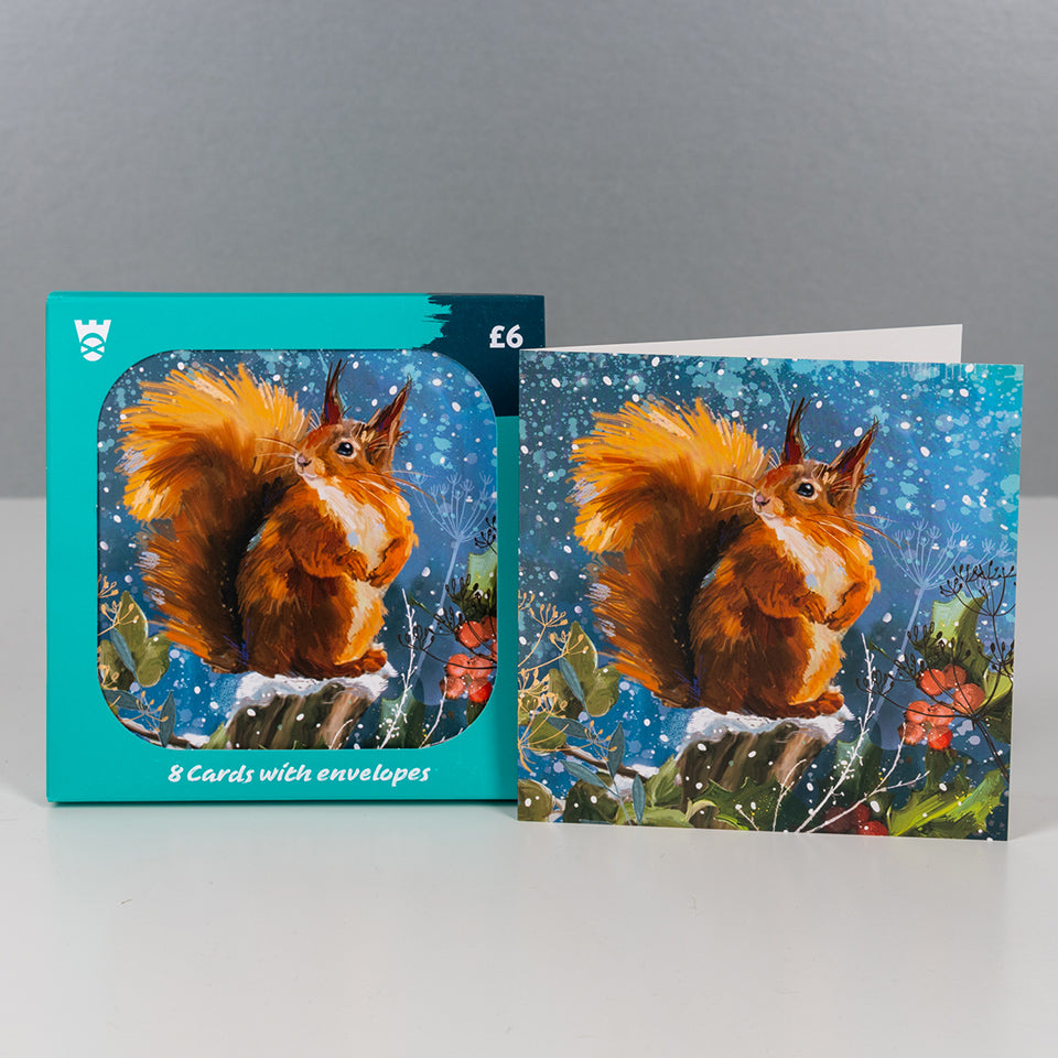 Red Squirrel Christmas Cards Pack of 8