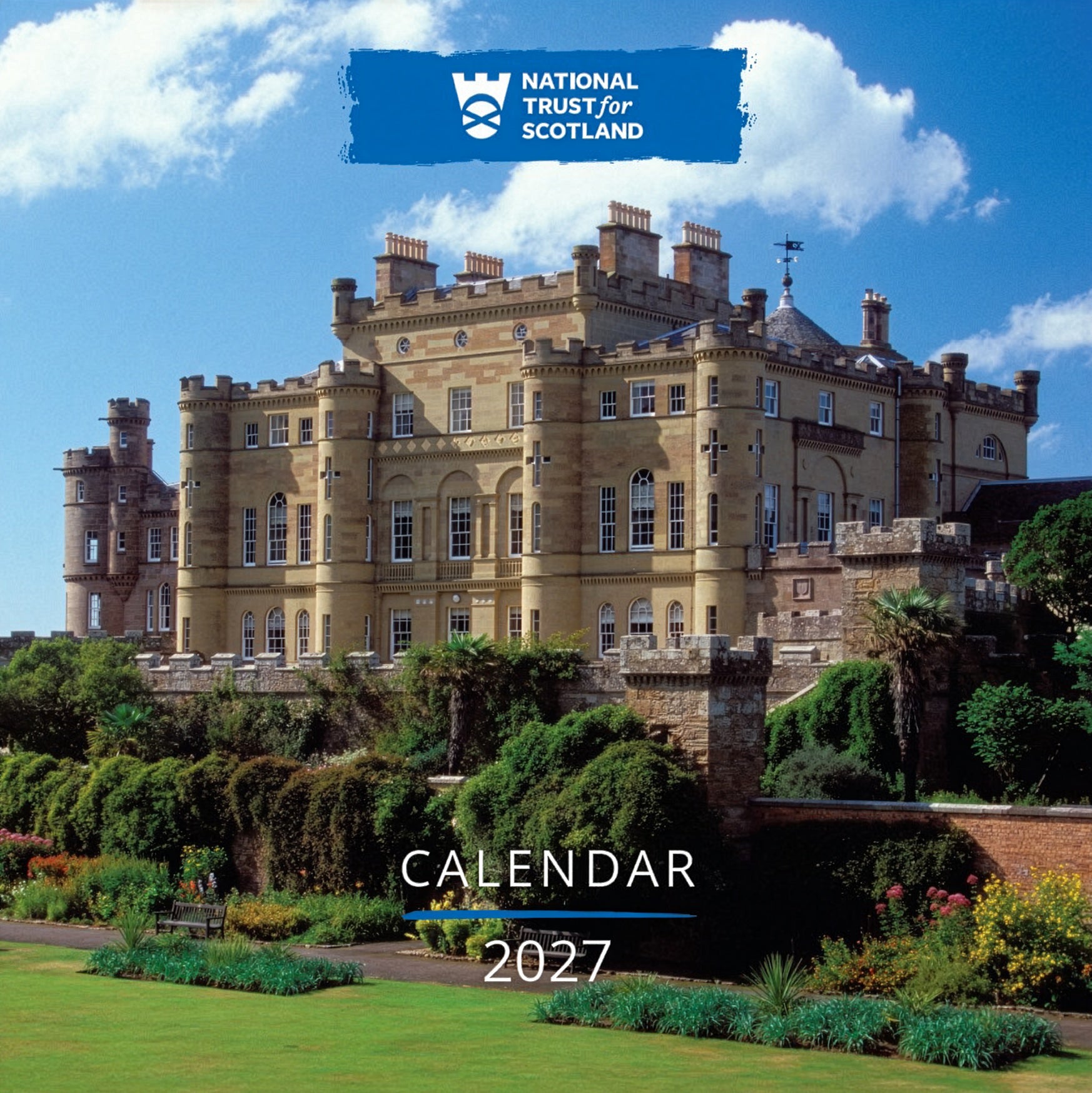 2027 Calendar cover with a castle and garden, featuring the National Trust for Scotland logo.