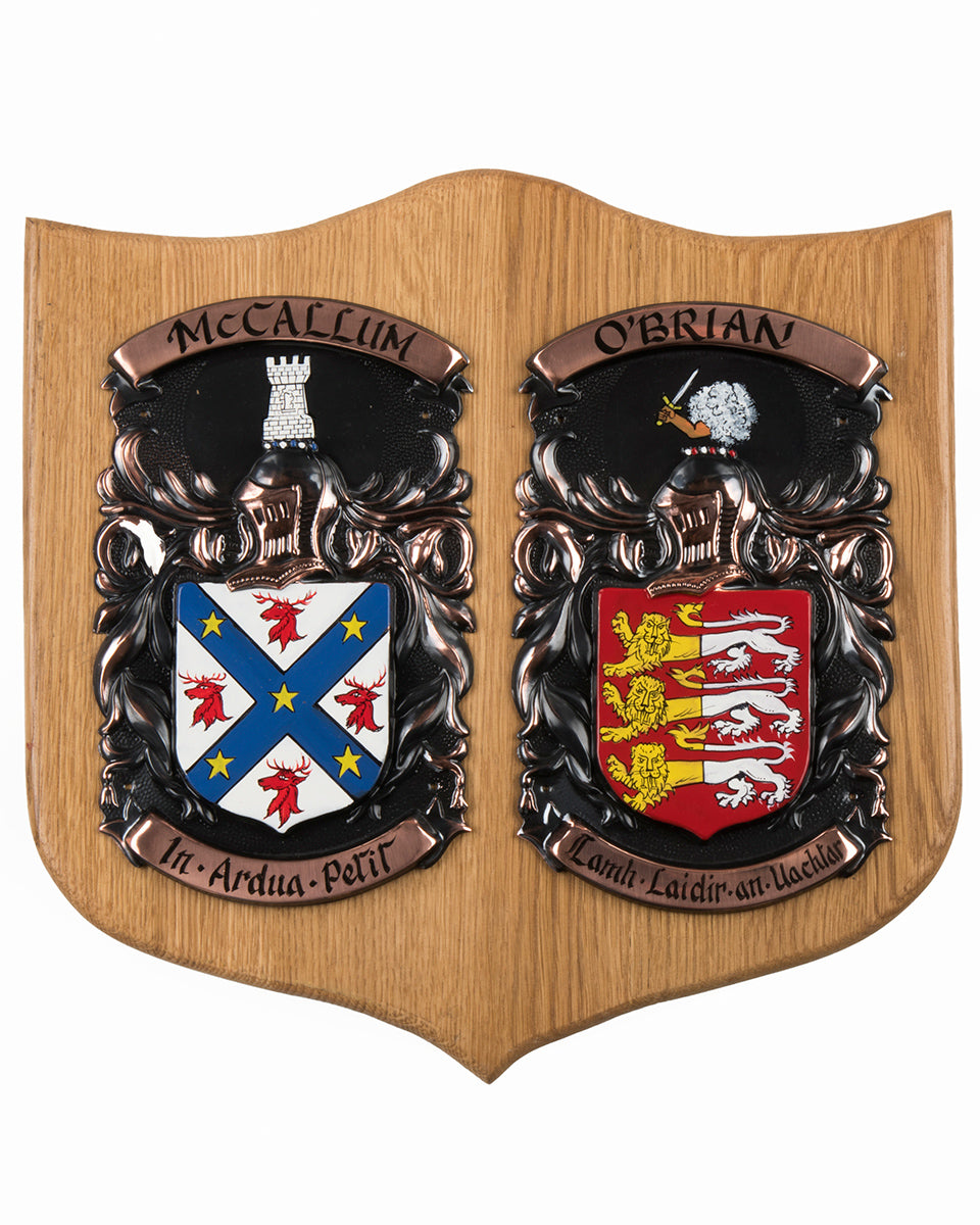 Scottish Heraldic Double Shield in Light Oak - Large