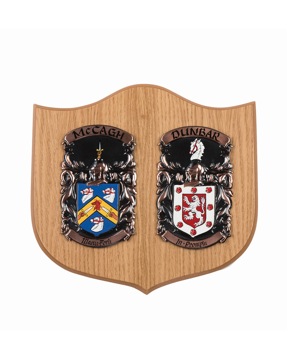 Scottish Heraldic Double Shield in Light Oak - Medium