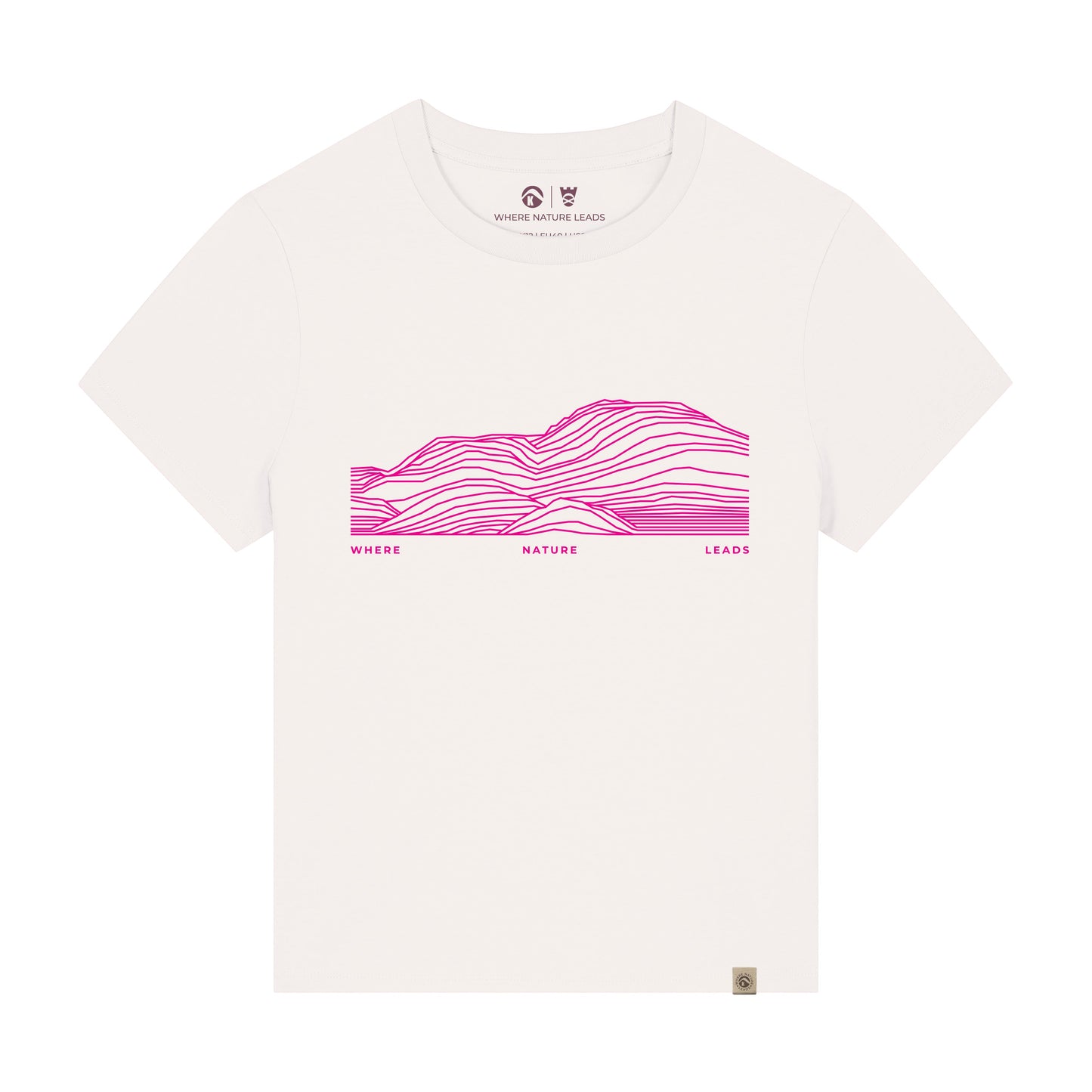 Women's Ben Lomond t-shirt front view in off-white featuring Scottish Munro mountain design by Keela