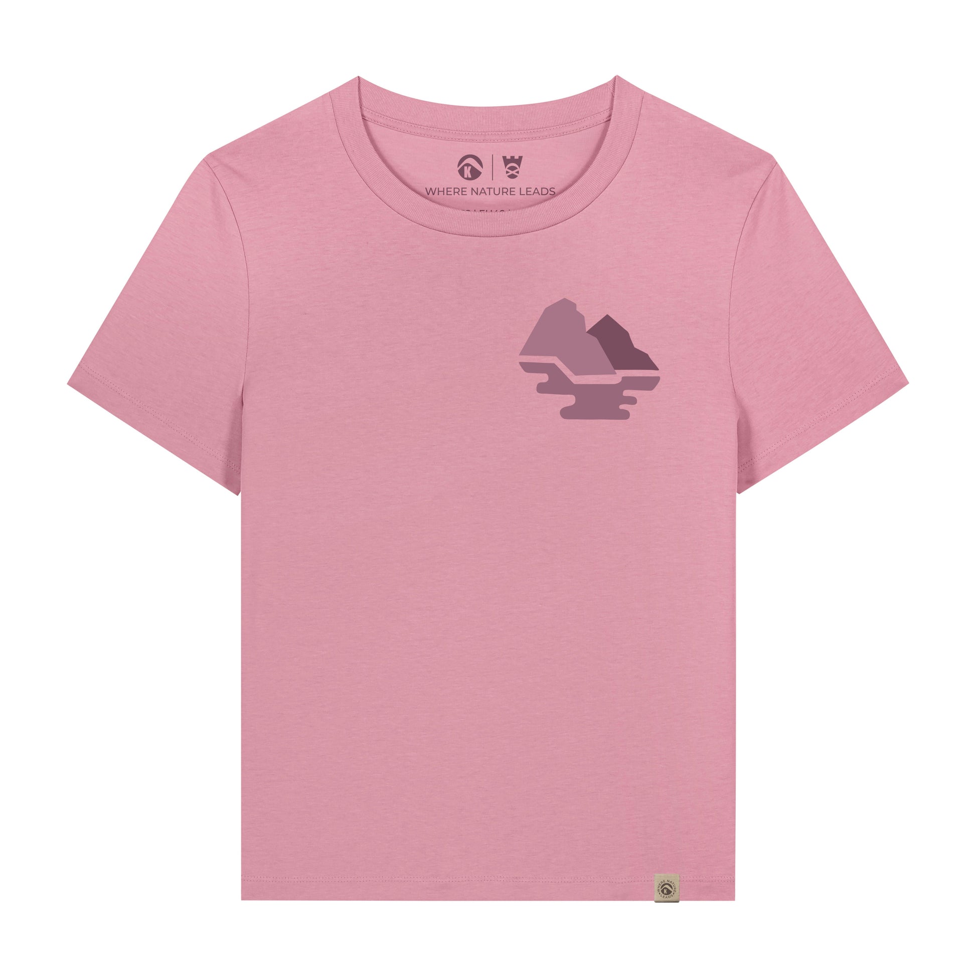 Keela Women's St Kilda Pink t-shirt with a logo on a white background