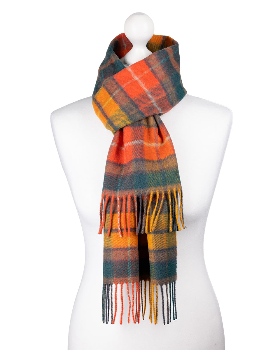 Antique Buchanan Tartan Cashmere Scarf By Johnstons Of Elgin