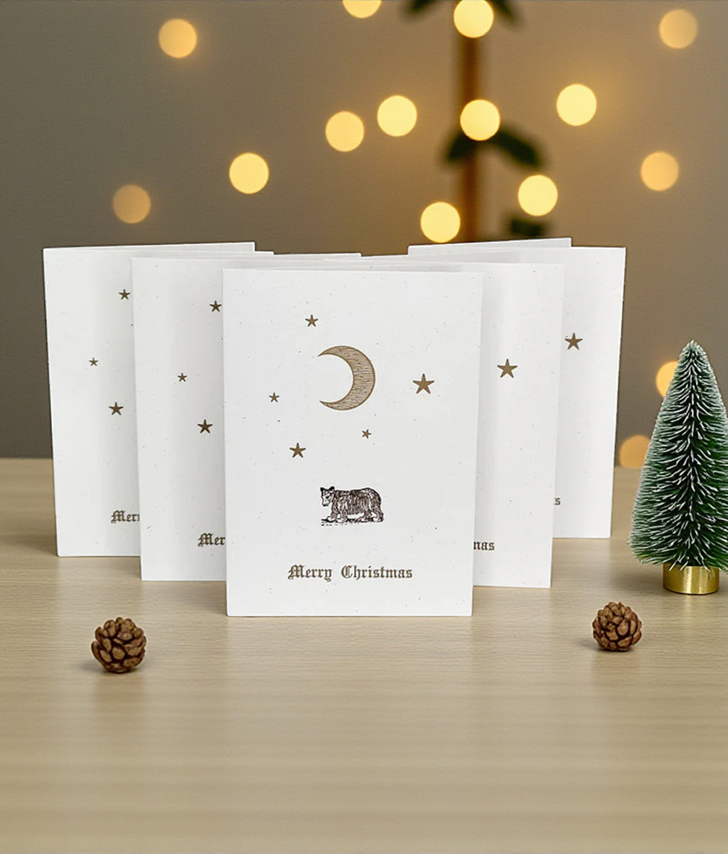 Letterpress Moon Bear Christmas Cards Pack of 5