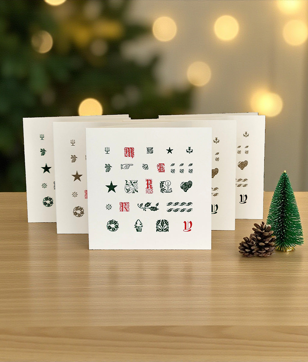 Letterpress Christmas Cards Pack of 5
