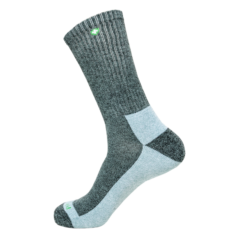 Gray and light blue sock on a white background