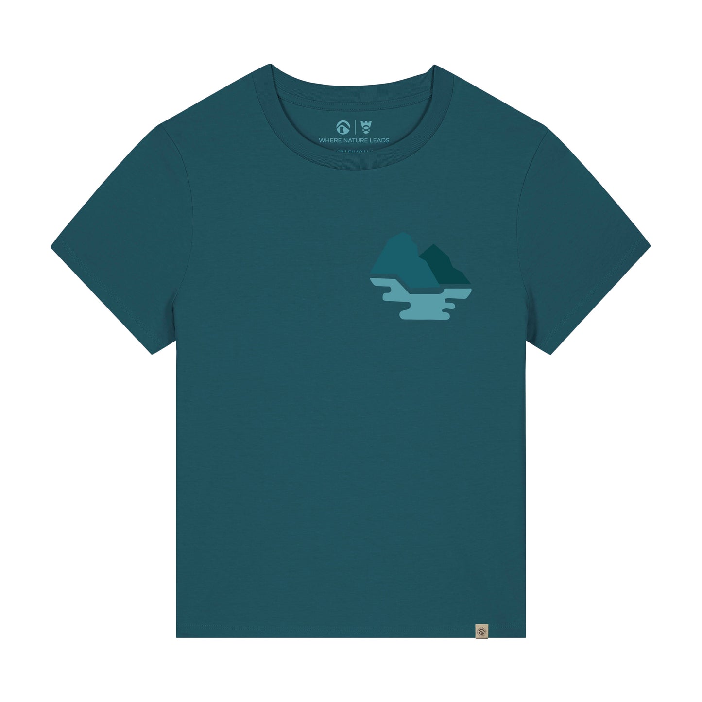 Keela Women's St Kilda Teal t-shirt with a geometric logo on a white background