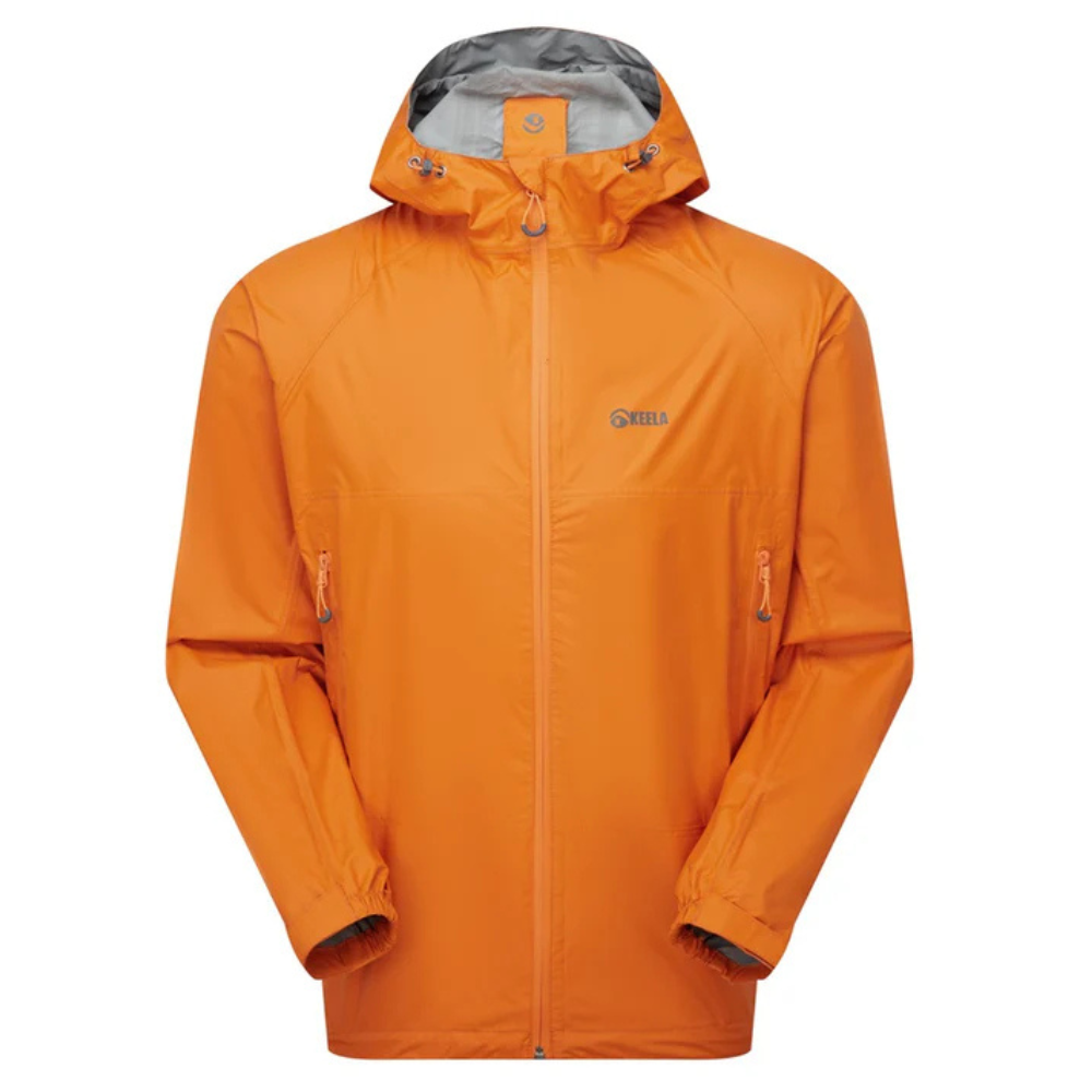 Keela Where Nature Leads Packaway Orange jacket with a brand logo on a white background