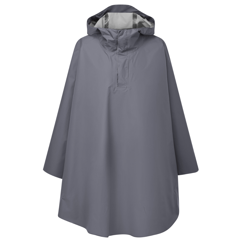 Gray rain poncho on a white background