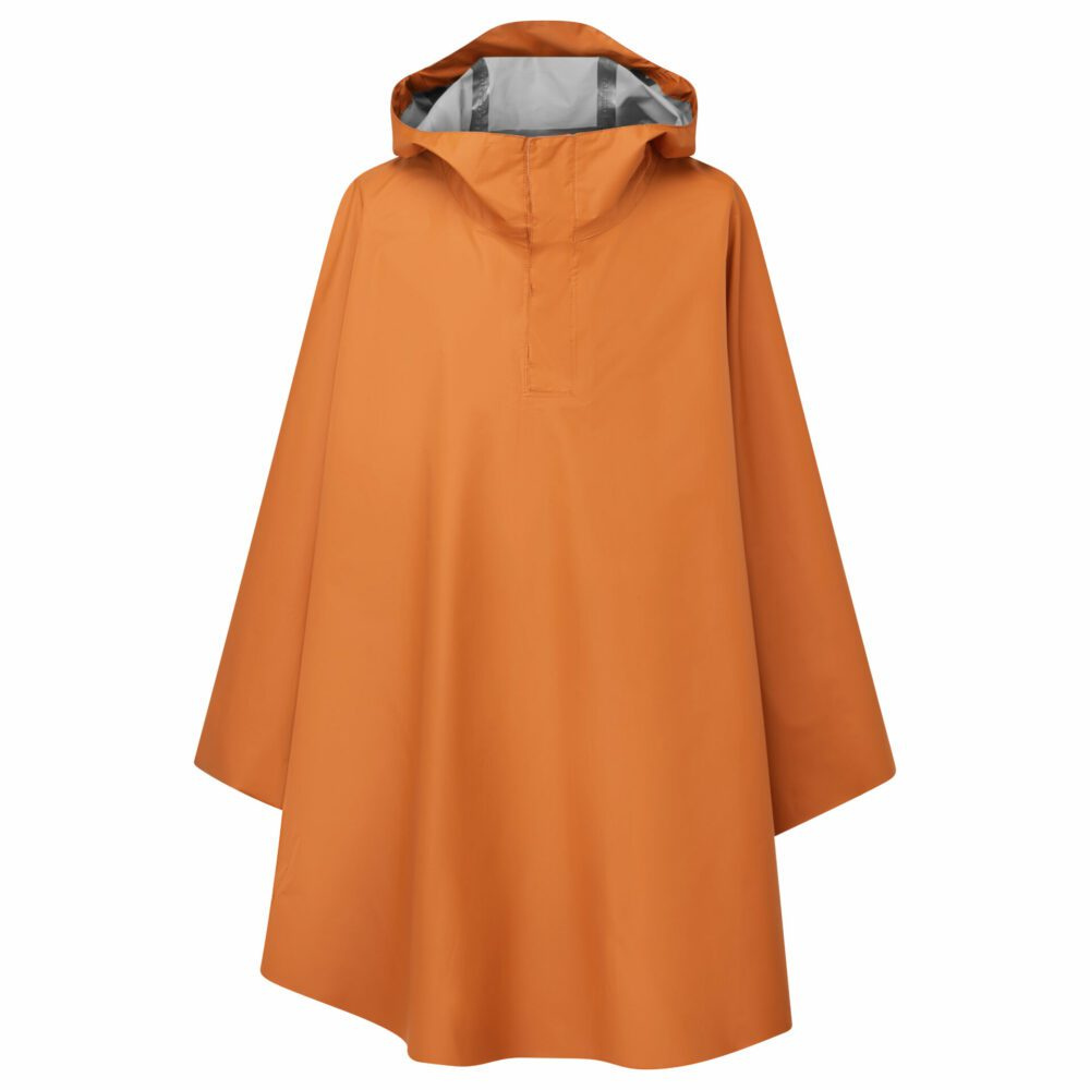 Orange rain cape on a white background