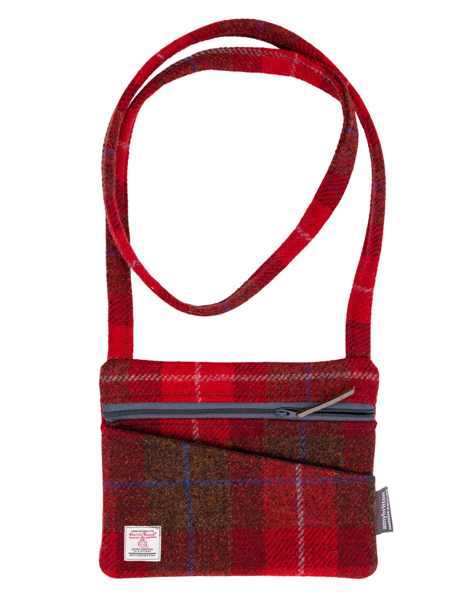 Red Harris Tweed Cross Body Bag