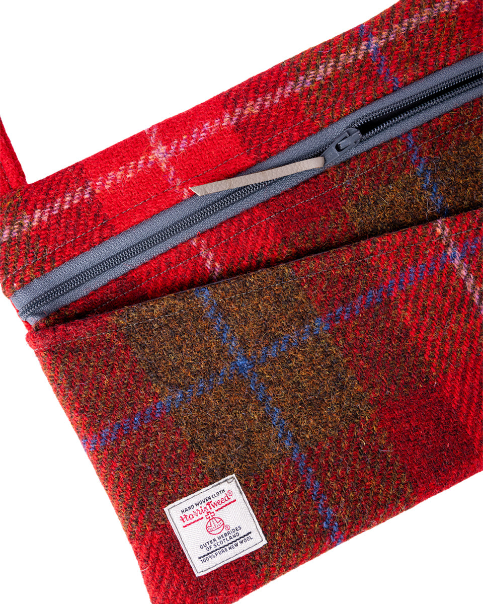 Red Harris Tweed Cross Body Bag