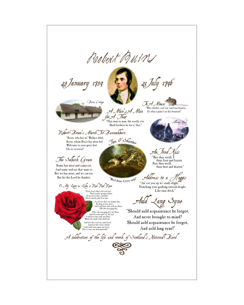 Robert Burns Famous Quotes Tea Towel