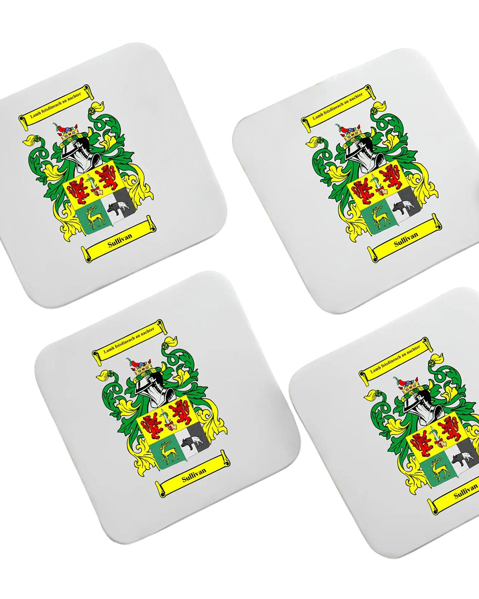 Set of 4 Coasters with Family Crest (Coat of Arms)