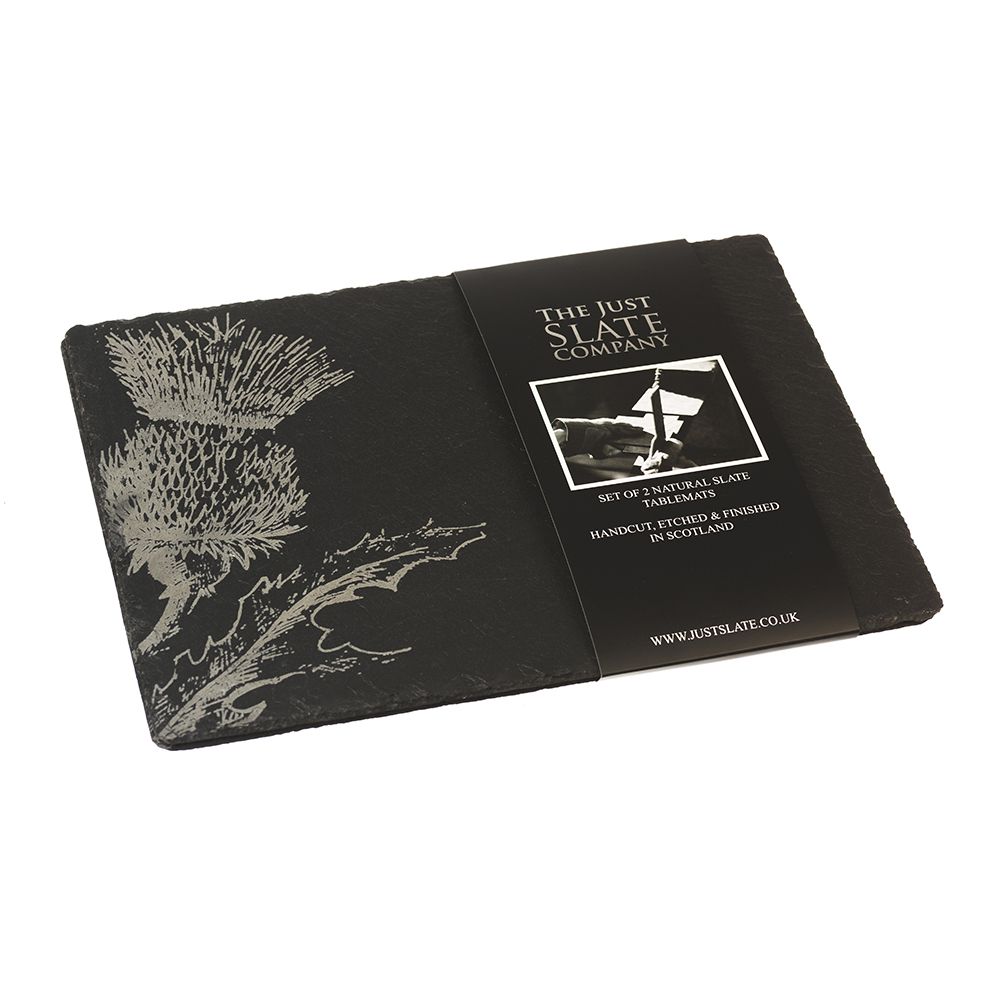 2 Slate Place Mats - Thistle Design