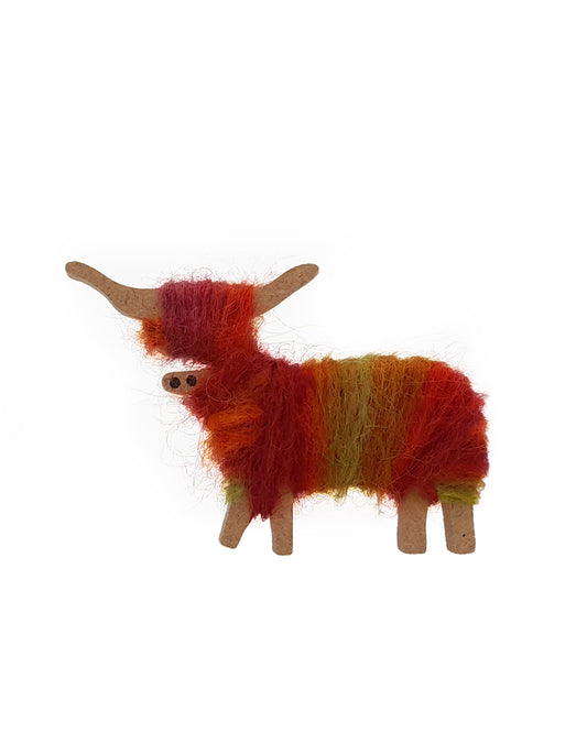 Hairy Coo Handmade Fridge Magnet with Orange Wool