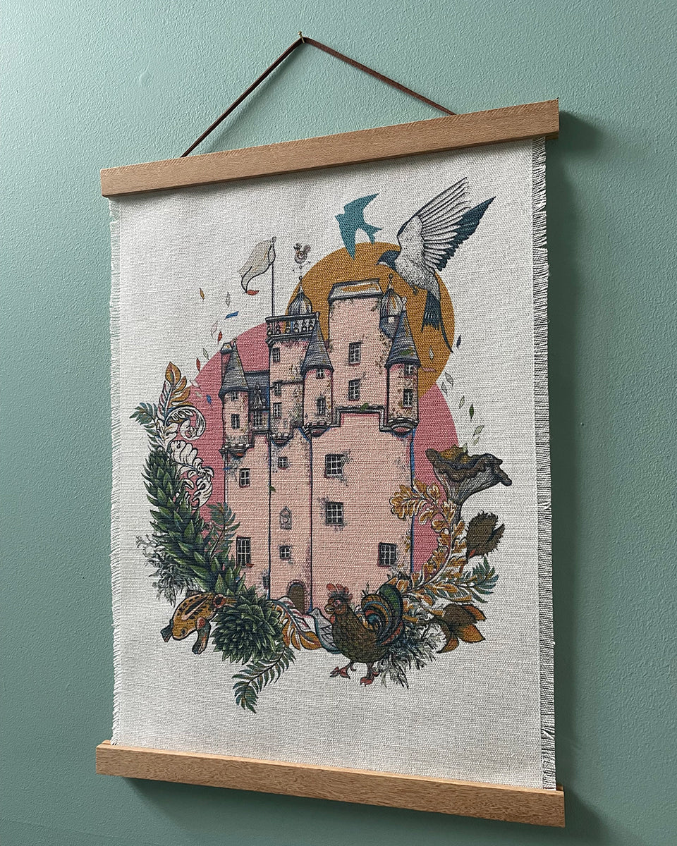 Pink Castle 100% Linen Print by Helen Ruth