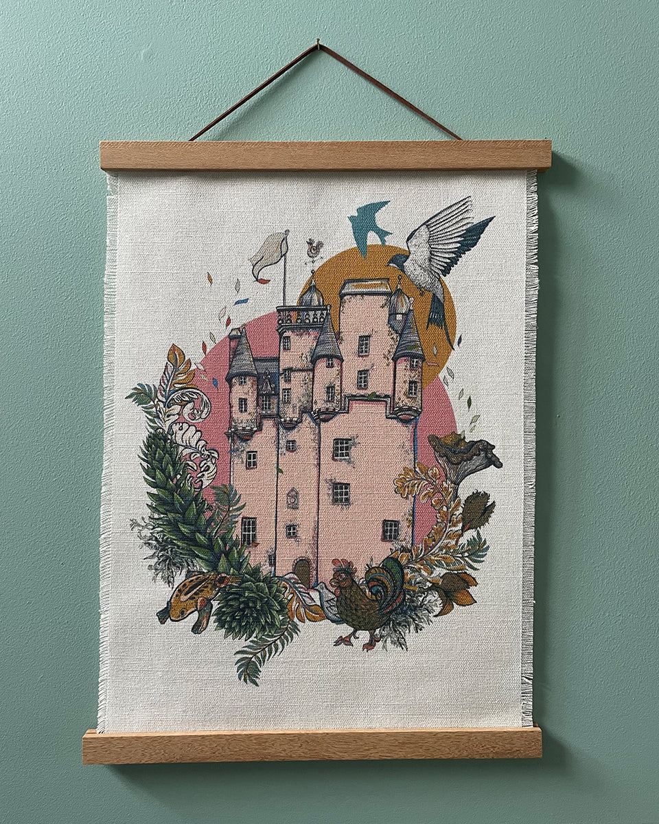 Pink Castle 100% Linen Print by Helen Ruth