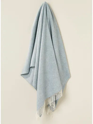 Duck Egg Herringbone Pure New Wool Throw