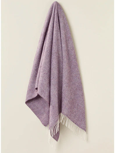 Lavender Herringbone Pure New Wool Throw