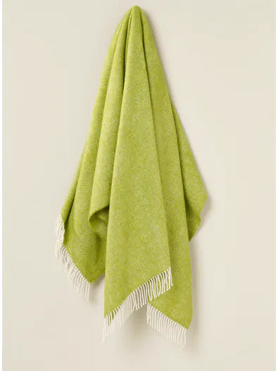 Lime Herringbone Pure New Wool Throw