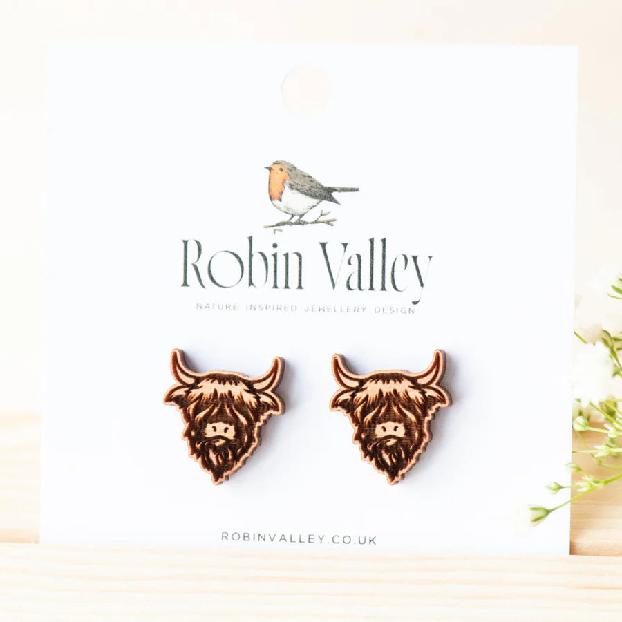 Highland Cow Wooden Earrings