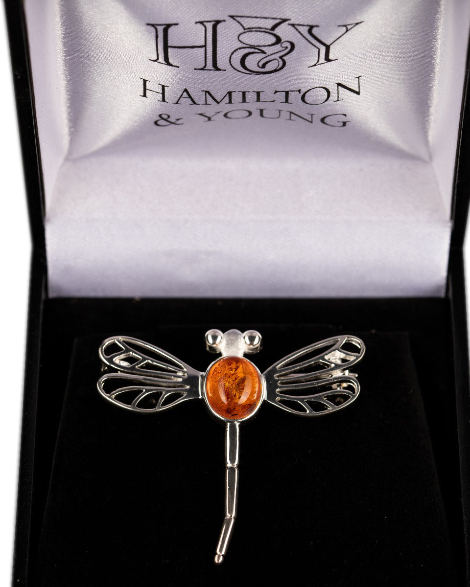 Outlander Inspired Amber Dragonfly Brooch