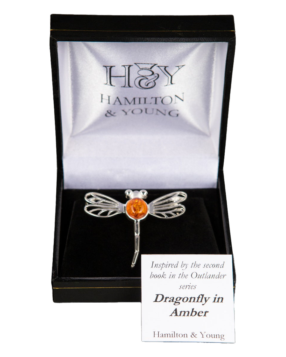 Outlander Inspired Amber Dragonfly Brooch