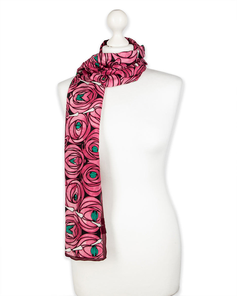 Mackintosh Rose & Teardrop Silk Habotai Scarf