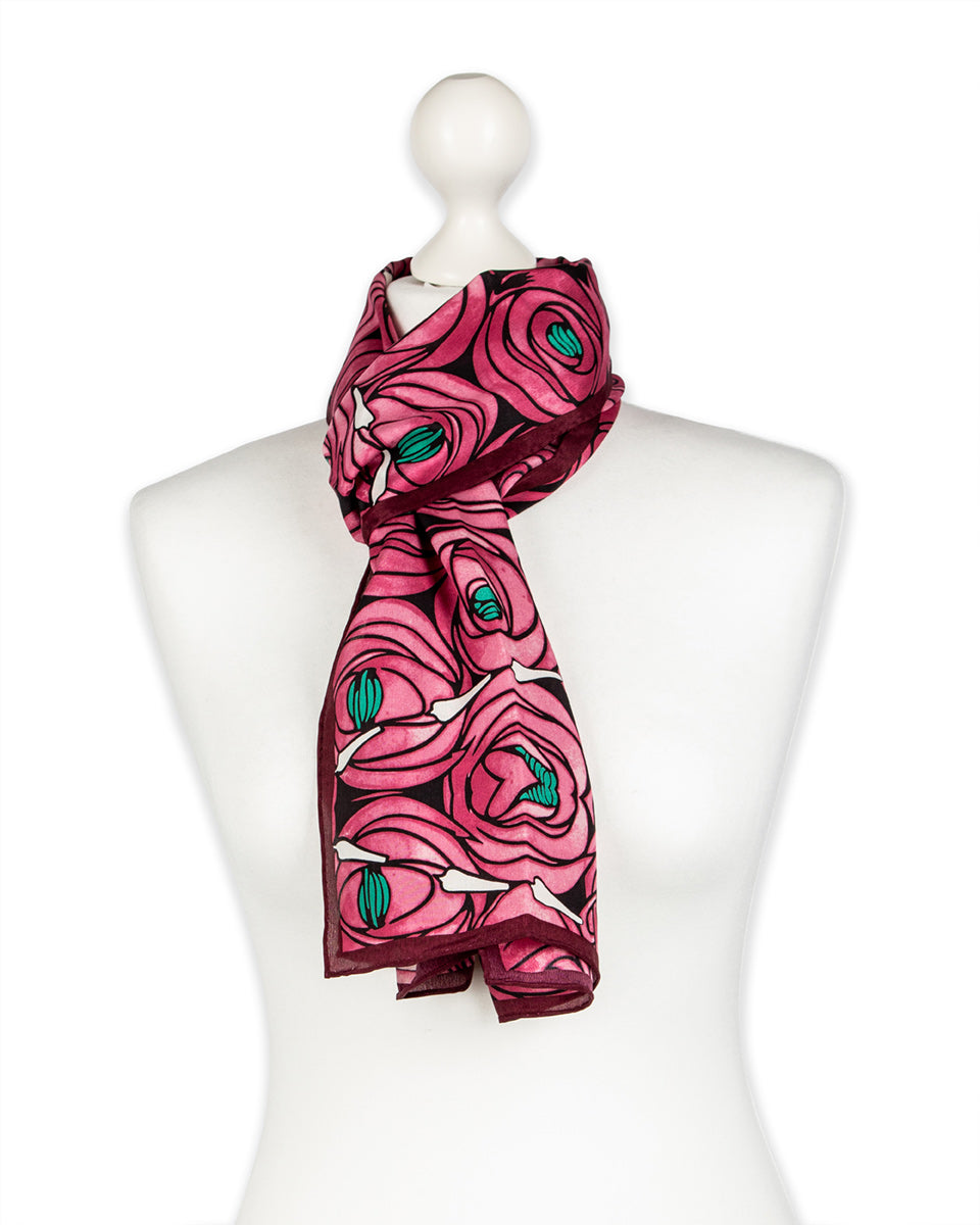 Mackintosh Rose & Teardrop Silk Habotai Scarf