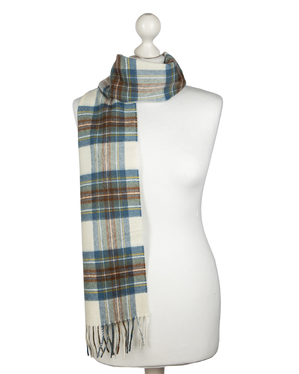 Muted Blue Stewart Cashmere Scarf By Johnstons Of Elgin