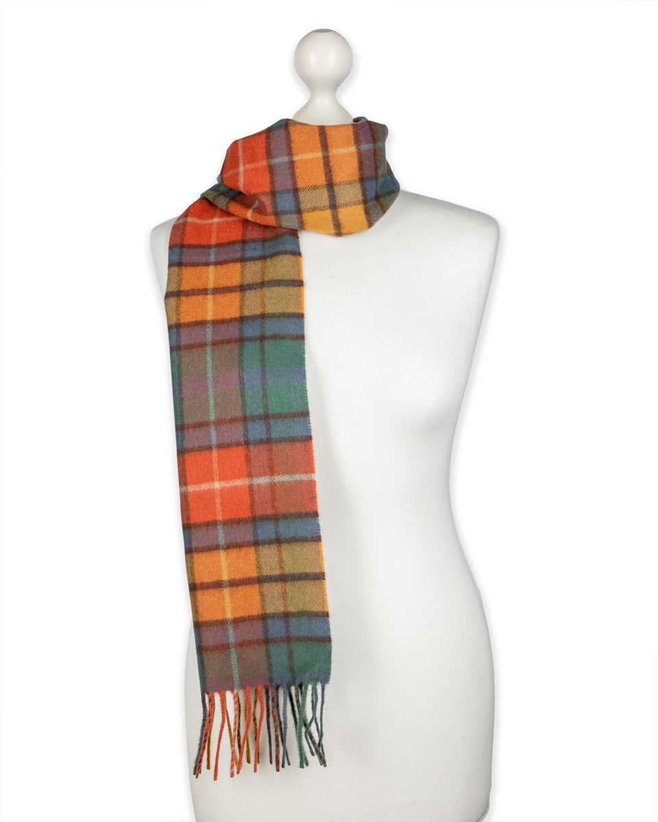 Antique Buchanan Tartan Cashmere Scarf By Johnstons Of Elgin