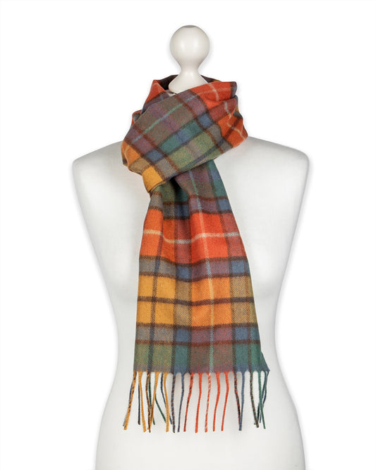 Antique Buchanan Tartan Cashmere Scarf By Johnstons Of Elgin