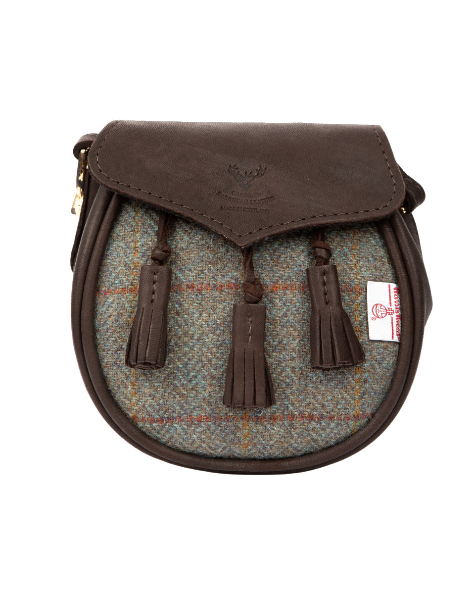 Green Harris Tweed & Deerskin Leather Sporran Cross Body Bag