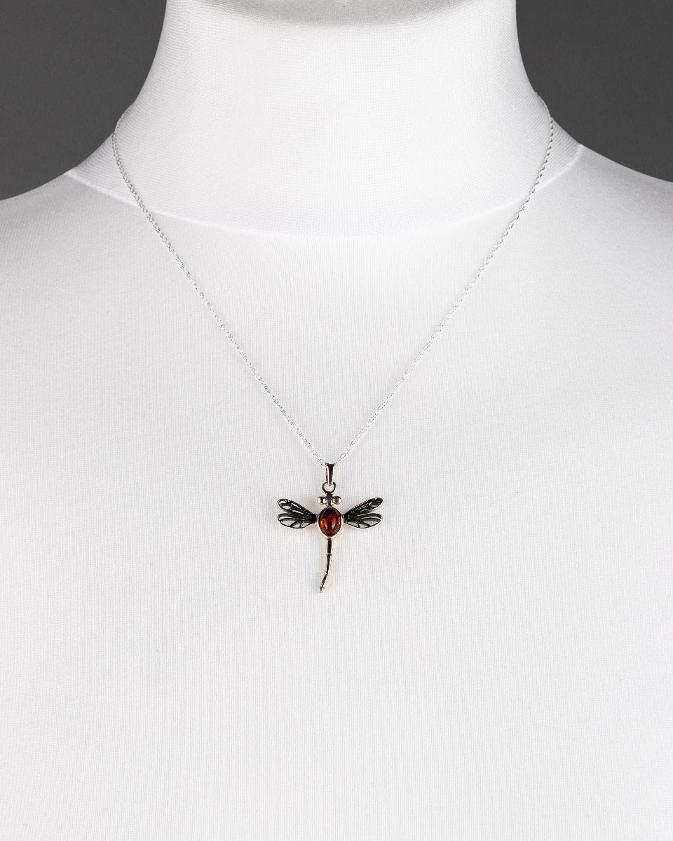 Outlander Inspired Amber Dragonfly Pendant