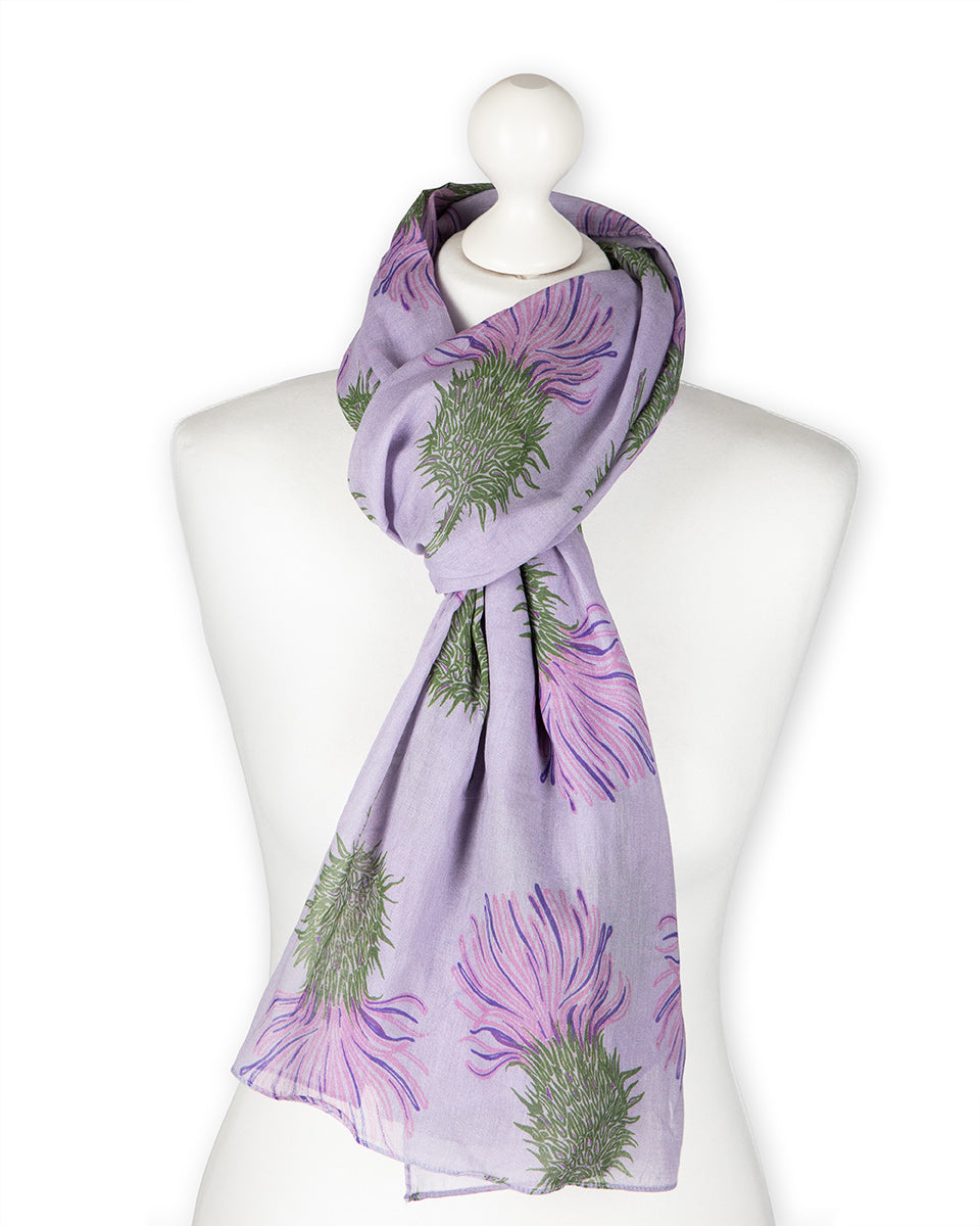 Lilac Thistle Cotton Scarf