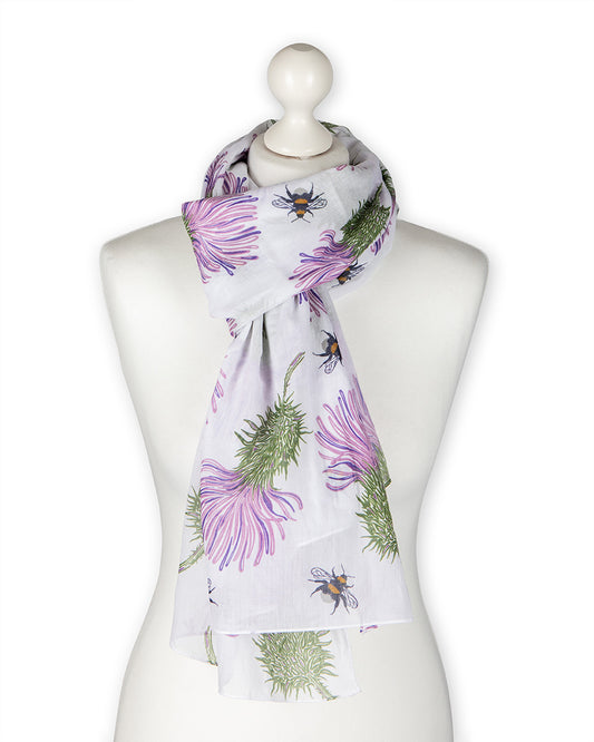 Cream Thistle Cotton Scarf