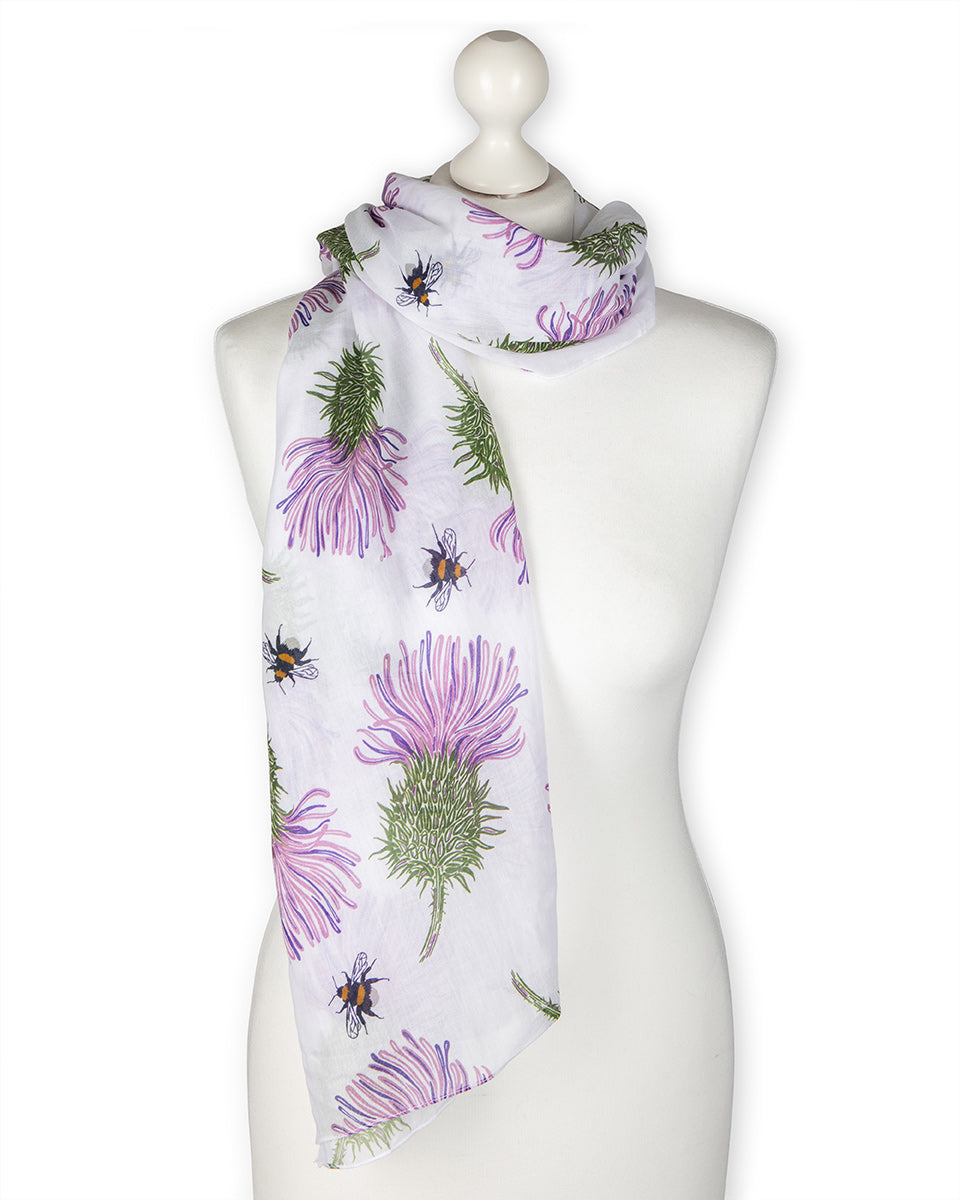 Cream Thistle Cotton Scarf