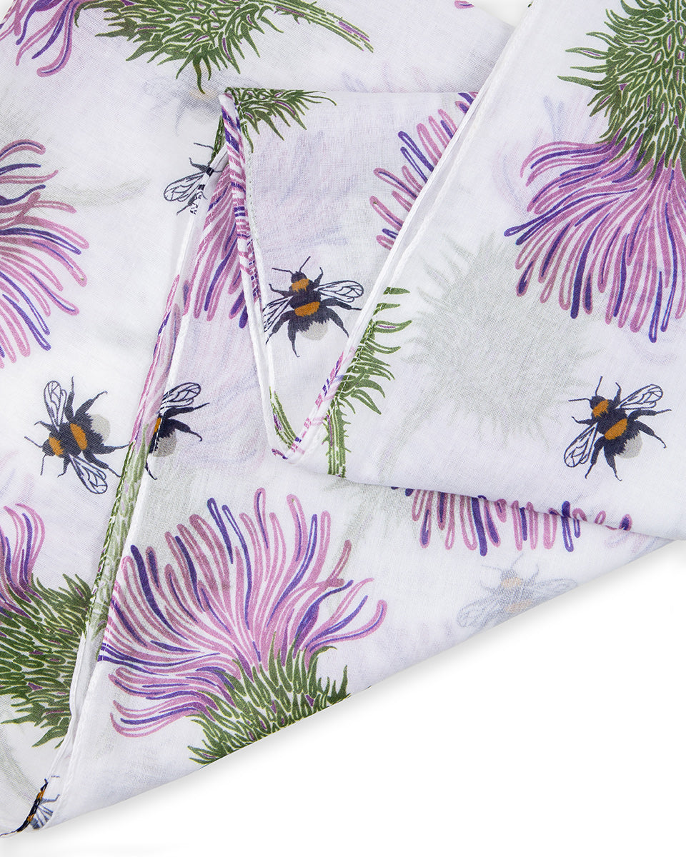 Cream Thistle Cotton Scarf